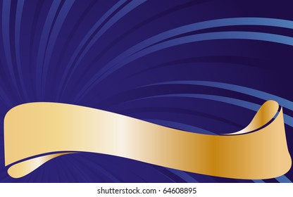 Abstract blue background with golden type. Vector illustration.