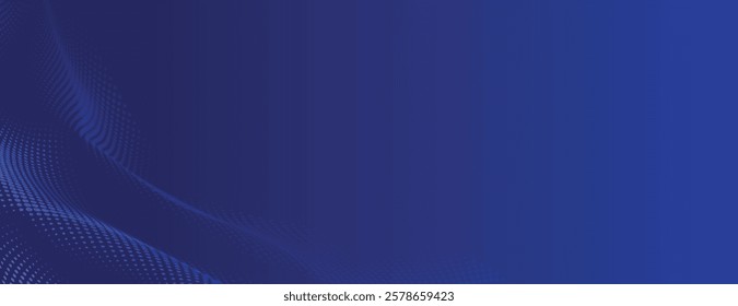 Abstract blue background with gradient and dotted texture. The blue background features a smooth, flowing design with subtle patterns. Vector. Halftone wave background. Blue background vector.