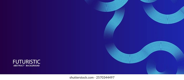 Abstract Blue Background With Gradient Lines and Rhythmic Wavy Patterns. Futuristic technology graphic design. Suit for business, cover, header, wallpaper, corporate, website, flyer. vector
