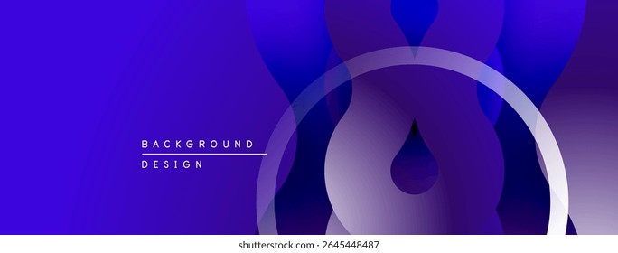 Fundo azul abstrato. As formas de gradiente criam um design moderno. Elementos circulares adicionam profundidade, interesse visual. Estética minimalista.