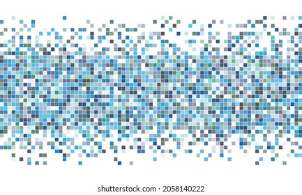 Abstrakter blauer Hintergrund. Grüne und blaue Quadrate als dekoratives Muster oder Tapete.