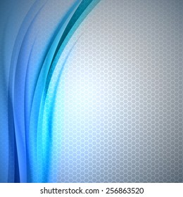 Abstract blue background with grey hexagon. Vector design.