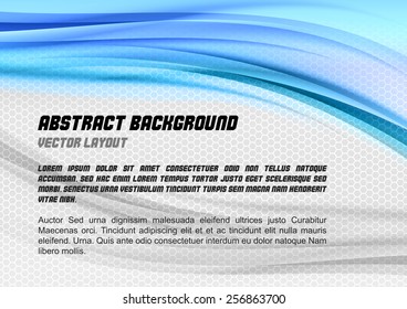 Abstract blue background with grey hexagon. Vector design.