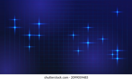 Abstract blue background with grid and star.