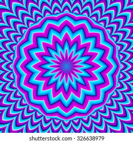 Abstract blue background with the growing sphere (optical expansion illusion)