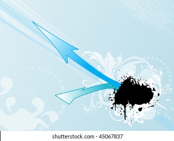 abstract blue background with grungy arrowhead, creative artwork