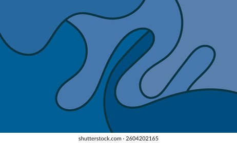 ABSTRACT BLUE BACKGROUND HAND DRAWN ORGANIC SHAPES WITH LINES. FLAT COLOR DESIGN VECTOR TEMPLATE FOR WALLPAPER, COVER DESIGN