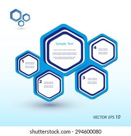 Abstract blue background with hexagon