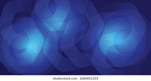 Abstrakter blauer Hintergrund mit Sechsecklinien. Moderne glänzende blaue Farbverlauf. Futuristisches Technologiekonzept.