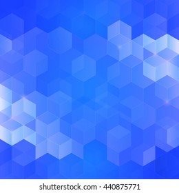 Abstract blue background. Hexagon pattern.