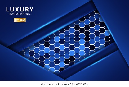 abstract blue background in hexagon texture, vector illustration.