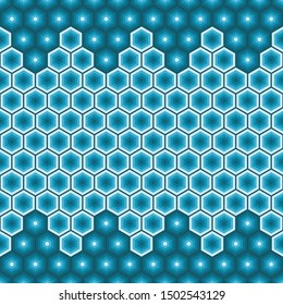 Abstract blue background with hexagons. dark top and bottom combination