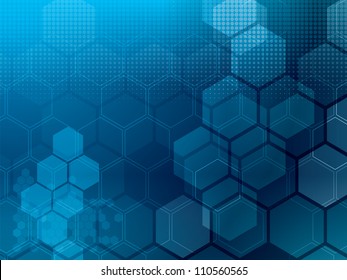 Abstract blue background with hexagons and wires