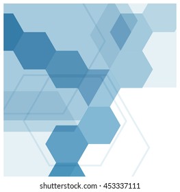 Abstract blue background with hexagons and wires