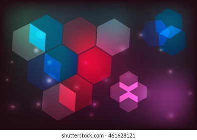 Abstract blue background with hexagons and wires