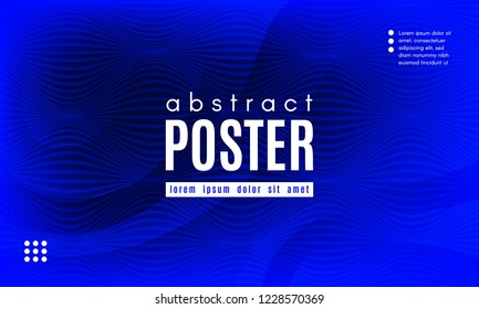 Abstract Blue Background. Landing Page Concept. Fluid Shapes Composition with Wave Stripes. Linear Gradient Poster for Web Design. Movement and Distortion Effect. Futuristic Blue Abstract Background.