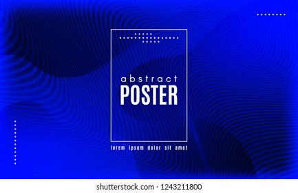 Abstract Blue Background. Landing Page Concept. Fluid Shapes Composition with Wave Stripes. Linear Gradient Poster for Web Design. Movement and Distortion Effect. Futuristic Blue Abstract Background.