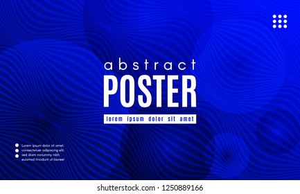 Abstract Blue Background. Landing Page Concept. Fluid Shapes Composition with Wave Stripes. Linear Gradient Poster for Web Design. Movement and Distortion Effect. Futuristic Blue Abstract Background.