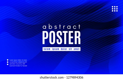Abstract Blue Background. Landing Page Concept. Fluid Shapes Composition with Wave Stripes. Linear Gradient Poster for Web Design. Movement and Distortion Effect. Futuristic Blue Abstract Background.
