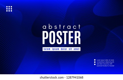 Abstract Blue Background. Landing Page Concept. Fluid Shapes Composition with Wave Stripes. Linear Gradient Poster for Web Design. Movement and Distortion Effect. Futuristic Blue Abstract Background.