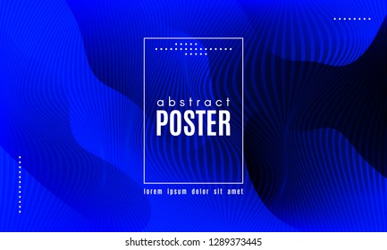 Abstract Blue Background. Landing Page Concept. Fluid Shapes Composition with Wave Stripes. Linear Gradient Poster for Web Design. Movement and Distortion Effect. Futuristic Blue Abstract Background.