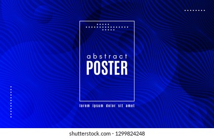 Abstract Blue Background. Landing Page Concept. Fluid Shapes Composition with Wave Stripes. Linear Gradient Poster for Web Design. Movement and Distortion Effect. Futuristic Blue Abstract Background.