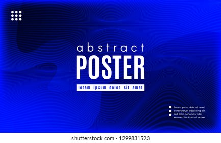 Abstract Blue Background. Landing Page Concept. Fluid Shapes Composition with Wave Stripes. Linear Gradient Poster for Web Design. Movement and Distortion Effect. Futuristic Blue Abstract Background.