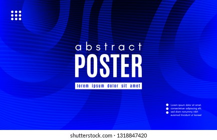 Abstract Blue Background. Landing Page Concept. Fluid Shapes Composition with Wave Stripes. Linear Gradient Poster for Web Design. Movement and Distortion Effect. Futuristic Blue Abstract Background.