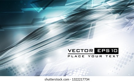 Abstract blue background with lighting effect. Futuristic design layout for presentations, posters, flyer. Vector