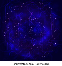 Abstract blue background like as Galaxy or metro map or wire diagram
