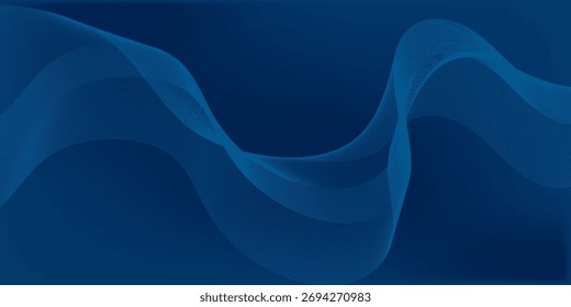 Abstrakter blauer Hintergrund mit Linienwelle. Design für Technologie, Präsentation, Banner und Webdesign