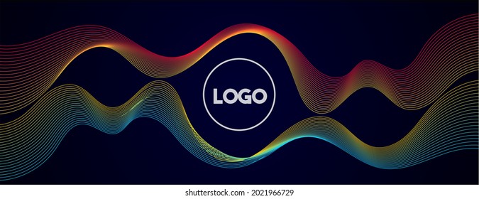 Fondo azul abstracto con ondas de línea
