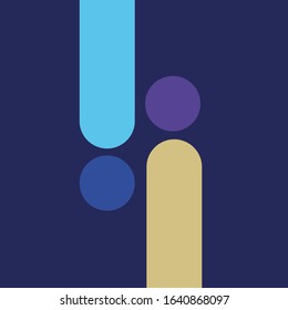 Abstract blue background with lines and circles. Dark blue flat background ideal for ads, promotion, banners, flyers, posters. Graphic elements vector