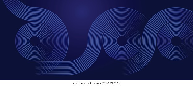 Abstract blue background with lines and circles.