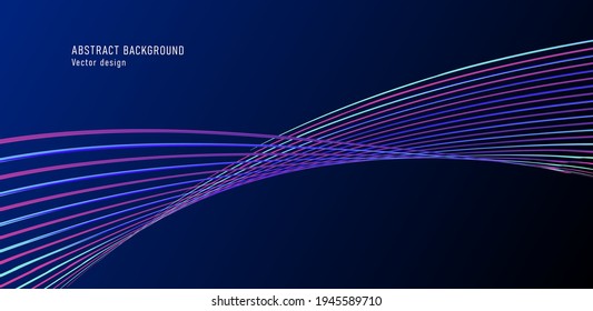 Abstract blue background with lines forming fluid flexible curve stripe that twist in space