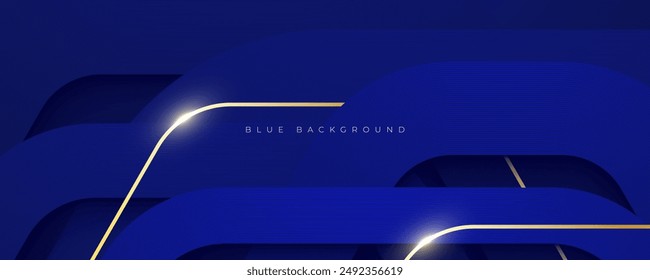 Abstractas fondo azul líneas textura decorativa con forma de oro diseño Vector
