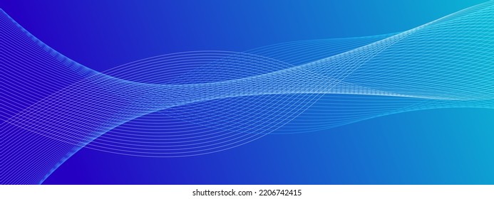 Abstrakter blauer Hintergrund mit Linienwellen. Vektorgrafik.