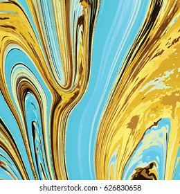 Abstract blue background, liquid marble texture in ebru style, vector illustration