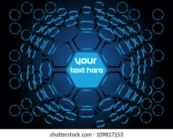 Abstract blue background with many hexagons