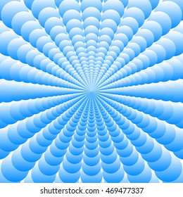 Abstract blue blue background of the many of superposed circles increasing from the center

