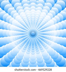 Abstract  blue background of many  superposed blue circles increasing from the center
