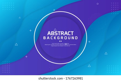 Abstract blue background with memphis elements