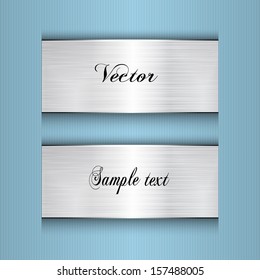 Abstract blue background with a metal plate. Vector