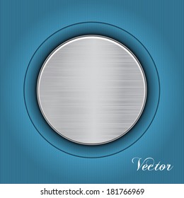 Abstract blue background with a metal plate. Vector