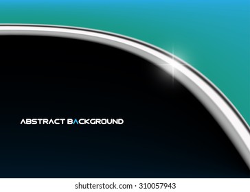 Abstract blue background, metallic shape with glow effect - vector
