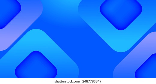 Abstrakter blauer Hintergrund. Minimal geometrisch. Lebendige Farbverlauf quadratische Formen. Modernes, trendiges Grafikdesign. Anzug für Header, Präsentation, Cover, Banner, Broschüre, Website, Corporate, Business