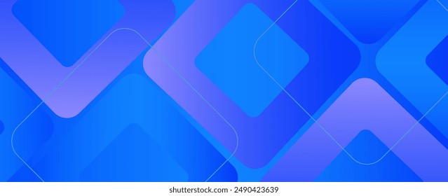 Abstract blue background. Minimal geometric. Vibrant gradient square shapes. Modern trendy graphic design. Suit for header, presentation, cover, banner, brochure, website, corporate, business