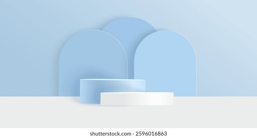 Abstract blue background, mock up scene for product display. Geometry shape horizontal podium background.