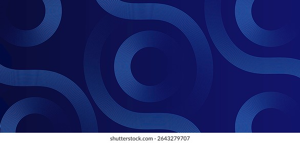 Abstract blue background. Modern shiny blue circle lines pattern. Modern shiny blue gradient lines. Futuristic technology graphic design.
