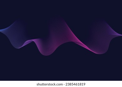 Abstract blue background with modern striking gradient blue-pink lines. Vector illustration.